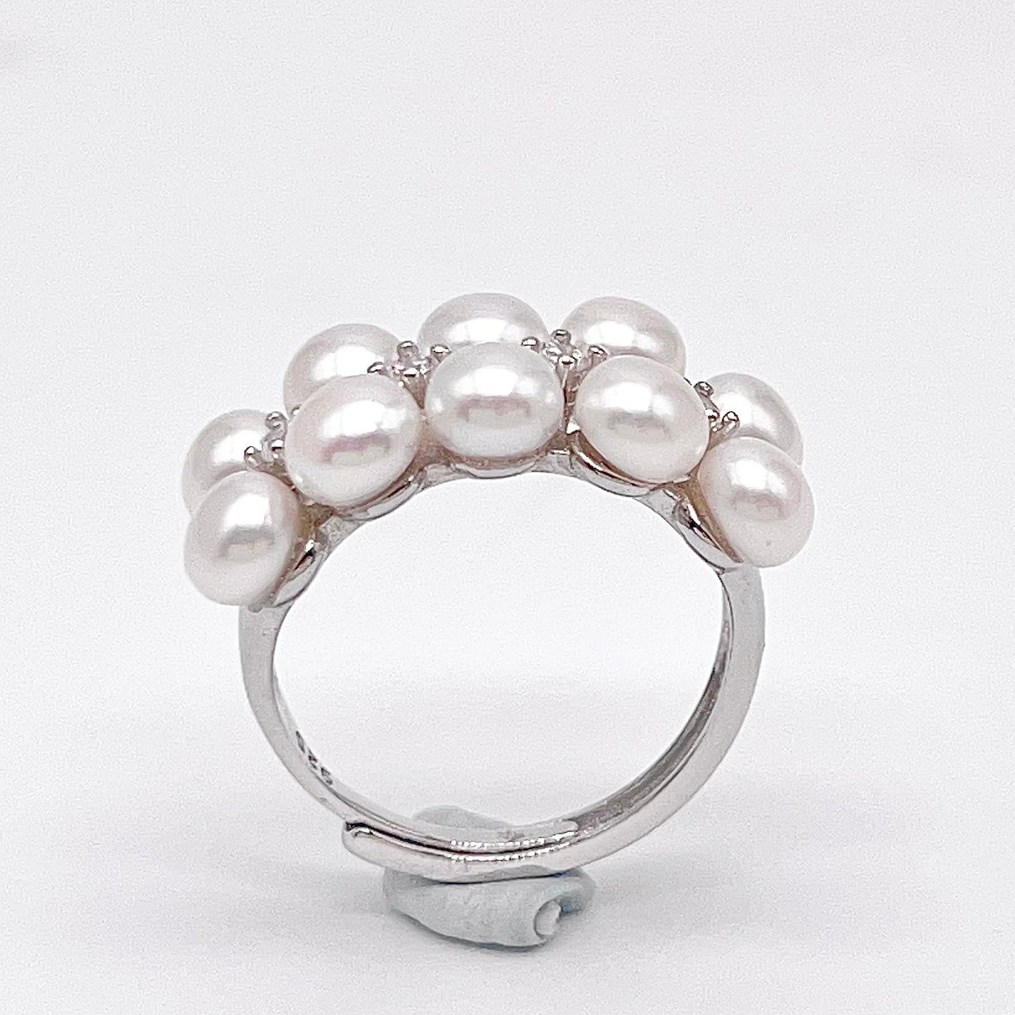 Antique Impression. Multi-pearl Ring & Earrings set in Silver 925. Star Cluster