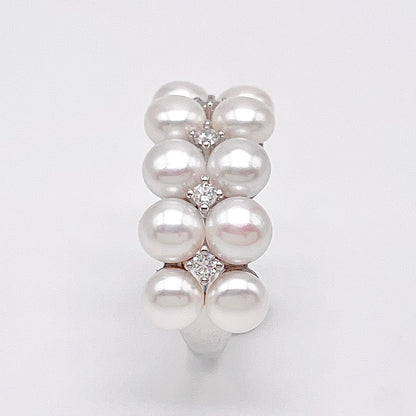 Antique Impression. Multi-pearl Ring & Earrings set in Silver 925. Star Cluster