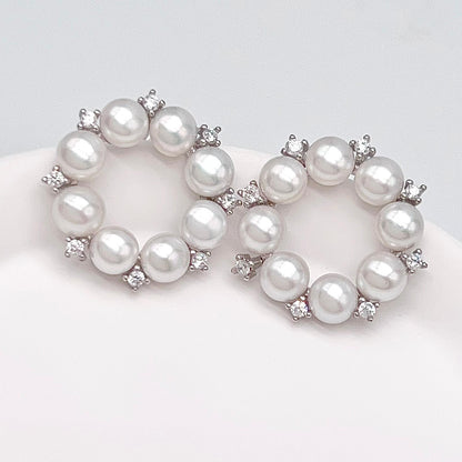 Antique Impression. Multi-pearl Ring and Earrings Set in Silver 925. Wreath