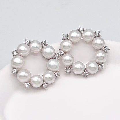 Antique Impression. Multi-pearl Ring and Earrings Set in Silver 925. Wreath