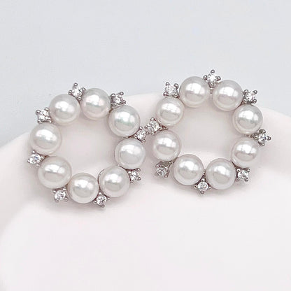Antique Impression. Multi-pearl Ring and Earrings Set in Silver 925. Wreath