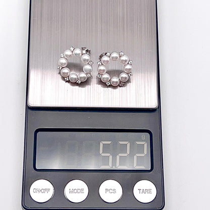 Antique Impression. Multi-pearl Ring and Earrings Set in Silver 925. Wreath