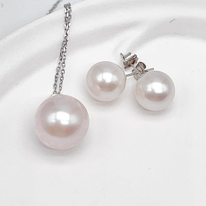 Top Quality Edison Pearl Earring and Pendant Set in 18K gold. White
