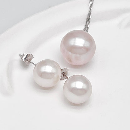 Top Quality Edison Pearl Earring and Pendant Set in 18K gold. White