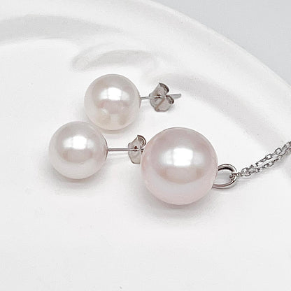 Top Quality Edison Pearl Earring and Pendant Set in 18K gold. White