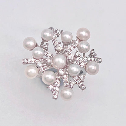 Retro Wind. Freshwater Pearl ring in silver 925. Fireworks