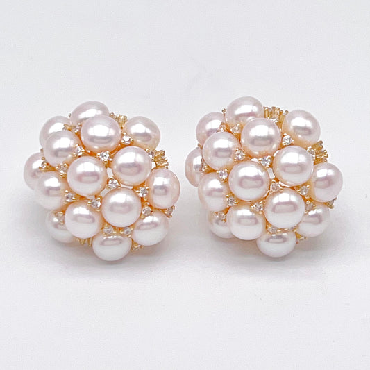 Retro Wind. Freshwater Pearl Earring in silver 925. pearl Basket