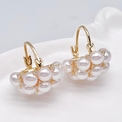 Retro Wind. Freshwater Pearl Earring in silver 925. pearl Basket