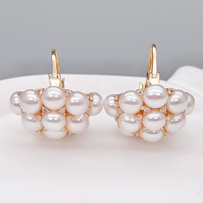 Retro Wind. Freshwater Pearl Earring in silver 925. pearl Basket