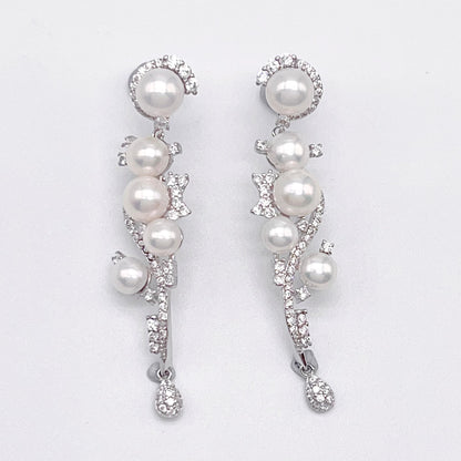 Retro Wind. Freshwater Pearl Earring and Ring Set in silver 925. Pearl bean
