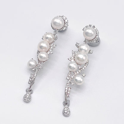 Retro Wind. Freshwater Pearl Earring and Ring Set in silver 925. Pearl bean