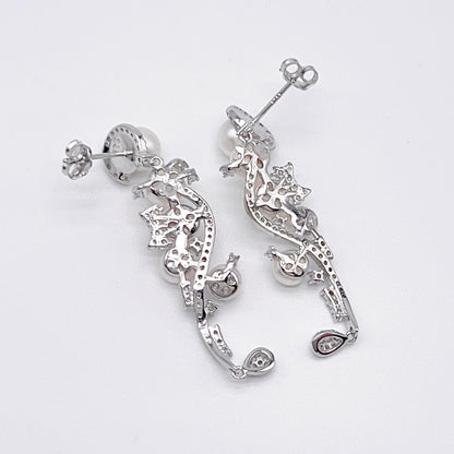 Retro Wind. Freshwater Pearl Earring and Ring Set in silver 925. Pearl bean