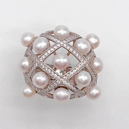 Retro Wind. Freshwater Pearl ring in silver 925