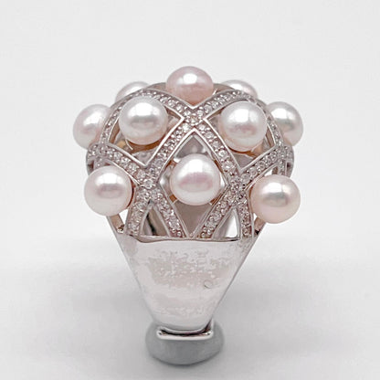 Retro Wind. Freshwater Pearl ring in silver 925