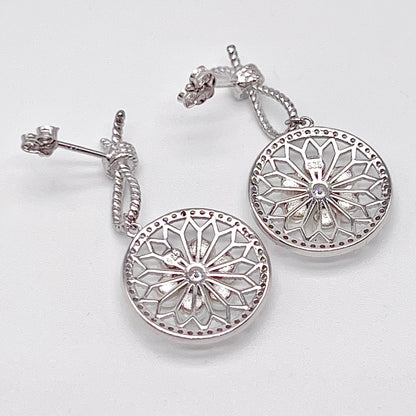 Retro Wind. Pearl Earring and Ring in Silver 925. Wheel
