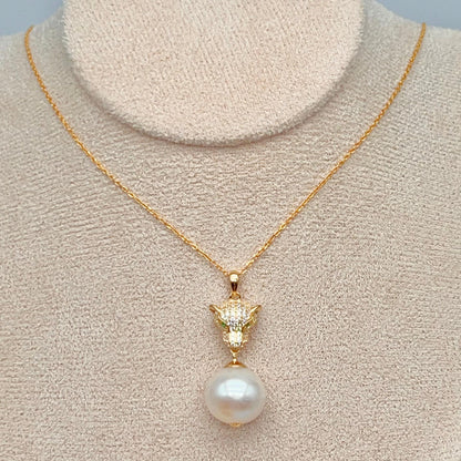 Retro Wind. Pearl Earring and Necklace in Silver 925. Leopard
