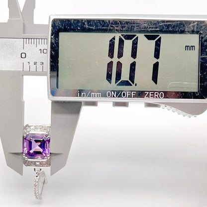 Regal Octagon Amethyst Drop Earrings with Zircon