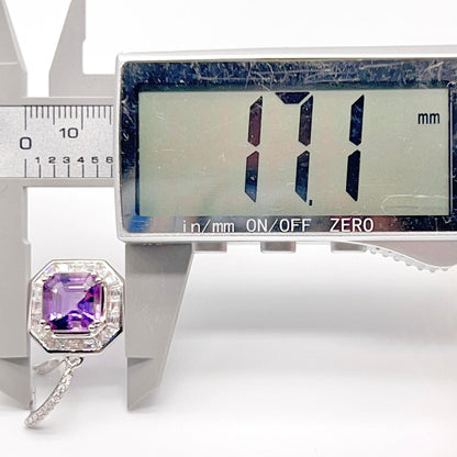 Regal Octagon Amethyst Drop Earrings with Zircon