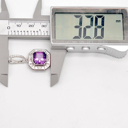 Regal Octagon Amethyst Drop Earrings with Zircon