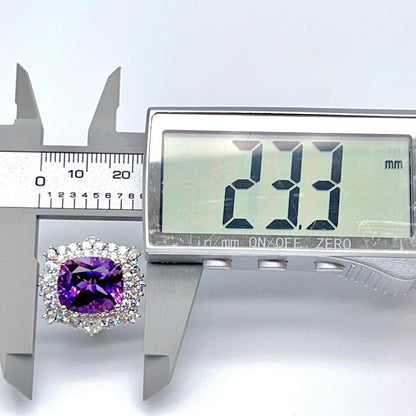 Bold Amethyst Cushion-Cut Double Halo Ring