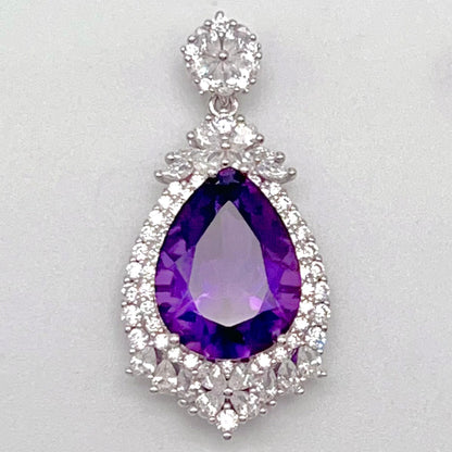 Detachable Amethyst Drop Cocktail Pendant in Silver 925