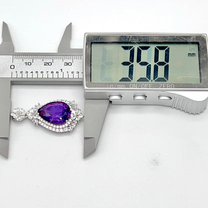 Detachable Amethyst Drop Cocktail Pendant in Silver 925