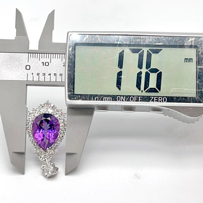 Detachable Amethyst Drop Cocktail Pendant in Silver 925