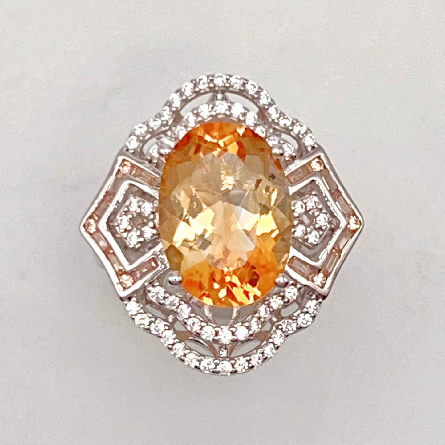 Vintage Oval Citrine Necklace and Ring Matched Set