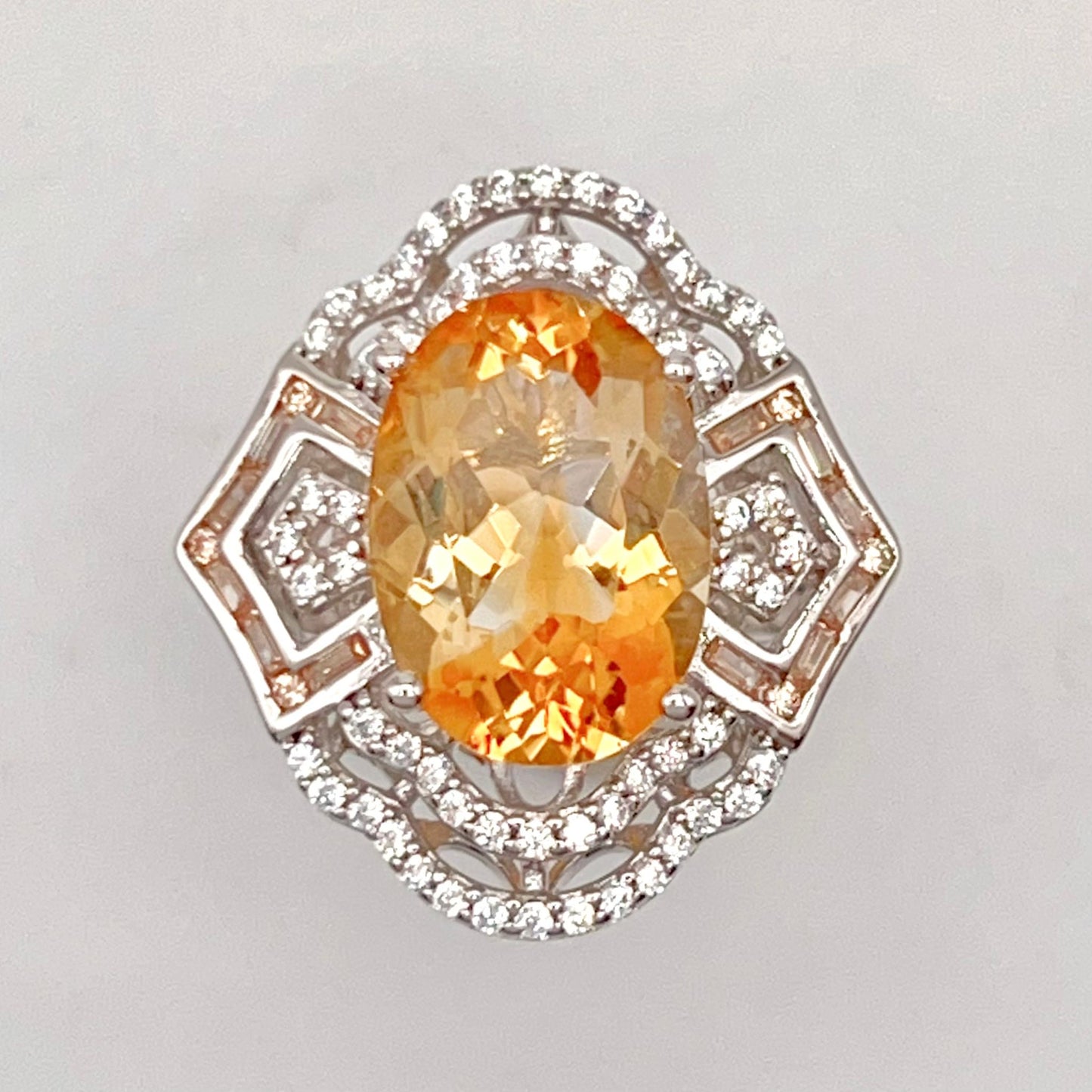 Vintage Oval Citrine Necklace and Ring Matched Set