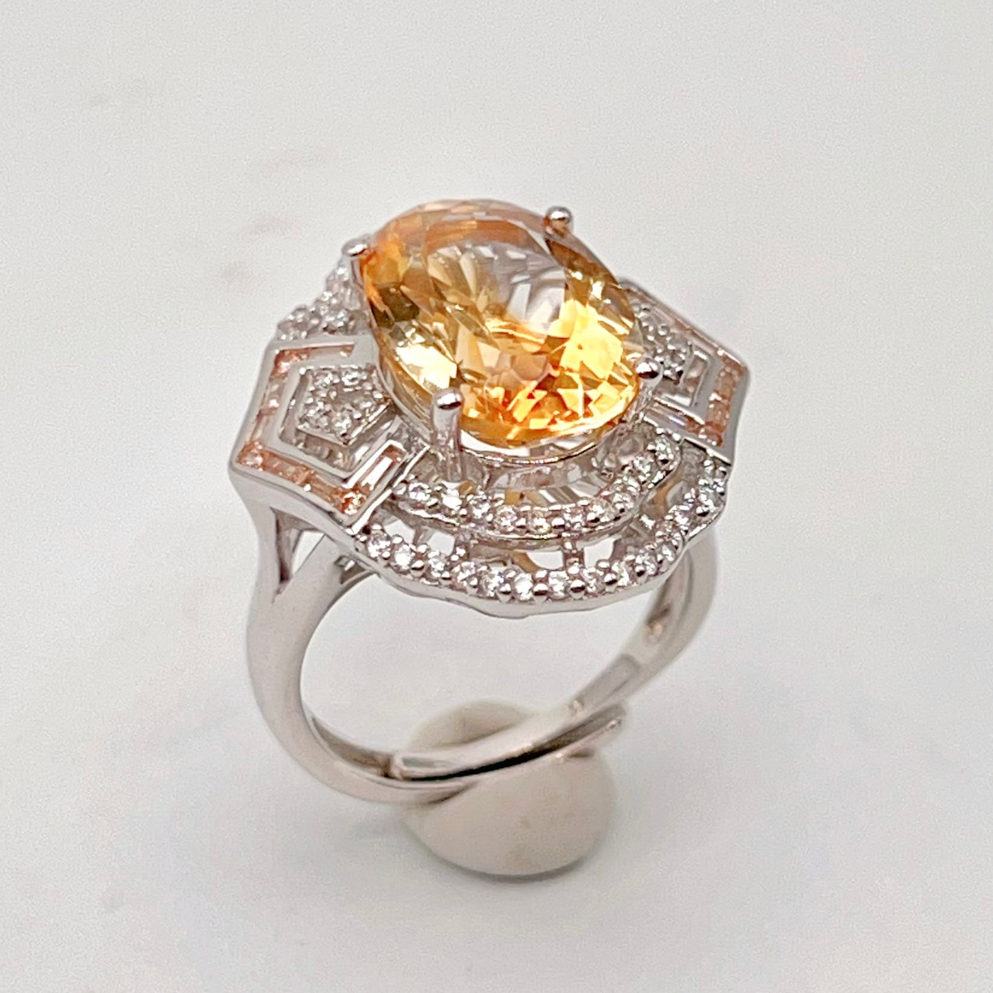 Vintage Oval Citrine Necklace and Ring Matched Set