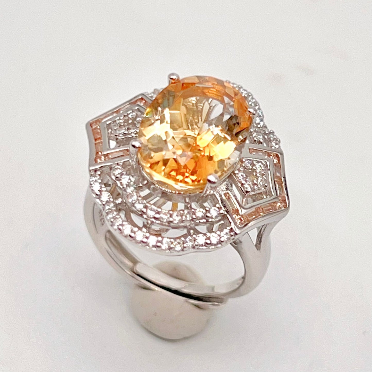 Vintage Oval Citrine Necklace and Ring Matched Set