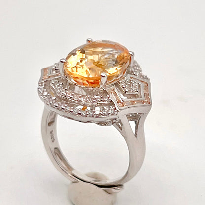 Vintage Oval Citrine Necklace and Ring Matched Set