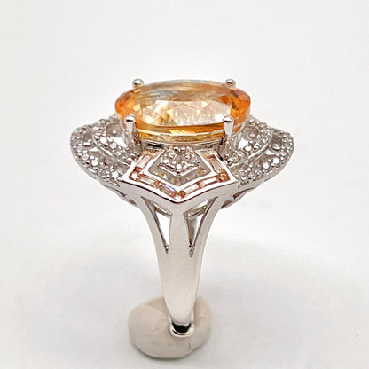 Vintage Oval Citrine Necklace and Ring Matched Set