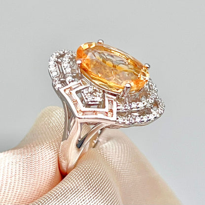 Vintage Oval Citrine Necklace and Ring Matched Set