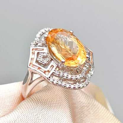 Vintage Oval Citrine Necklace and Ring Matched Set