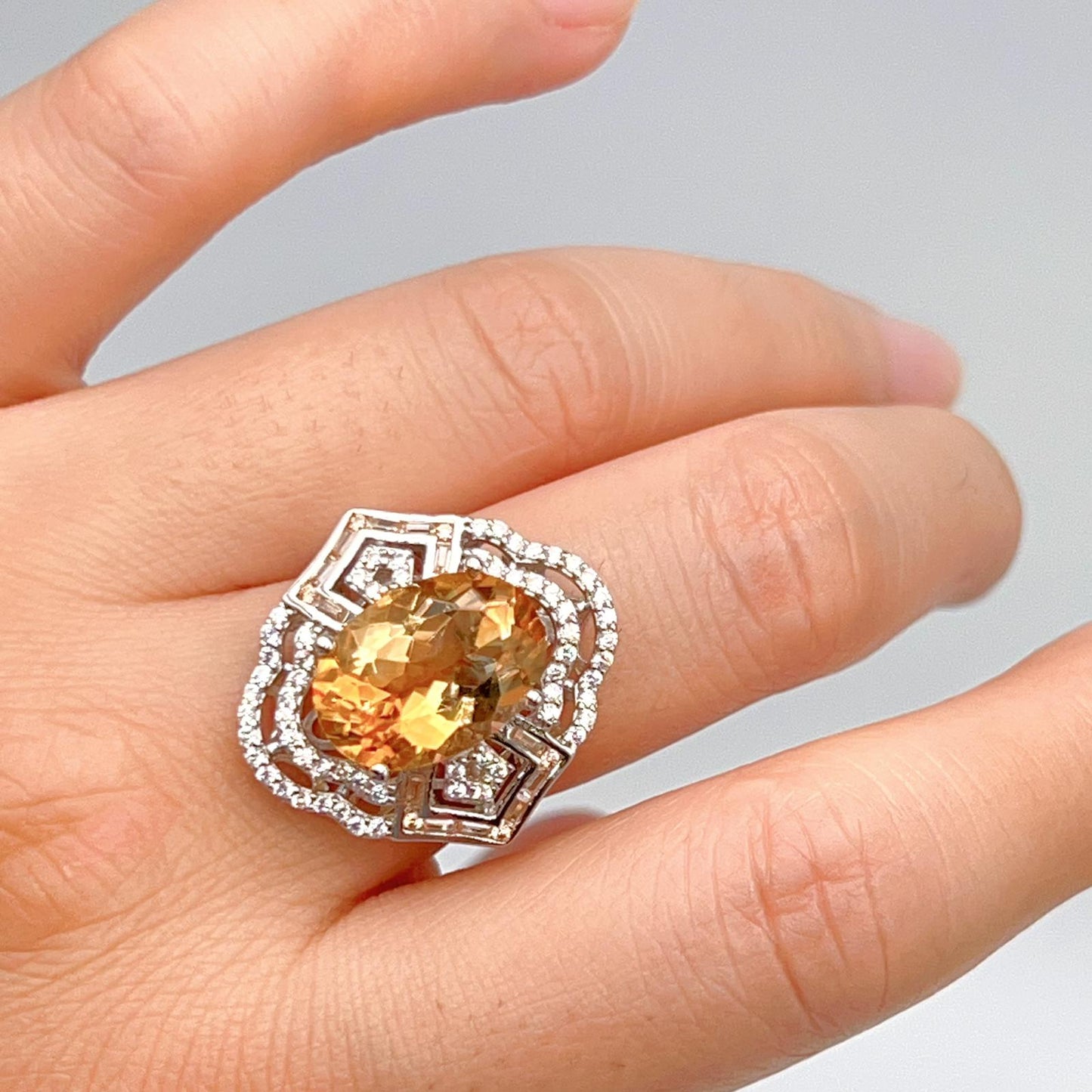 Vintage Oval Citrine Necklace and Ring Matched Set