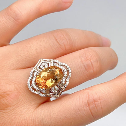 Vintage Oval Citrine Necklace and Ring Matched Set