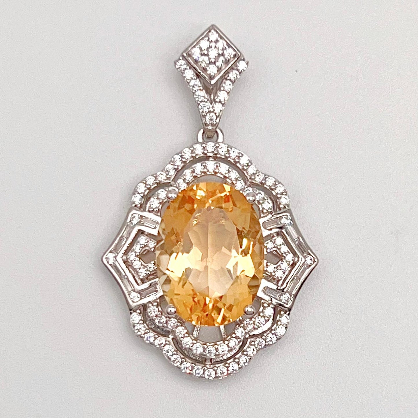 Vintage Oval Citrine Necklace and Ring Matched Set