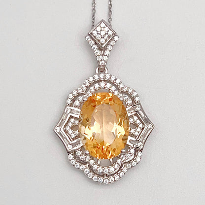 Vintage Oval Citrine Necklace and Ring Matched Set