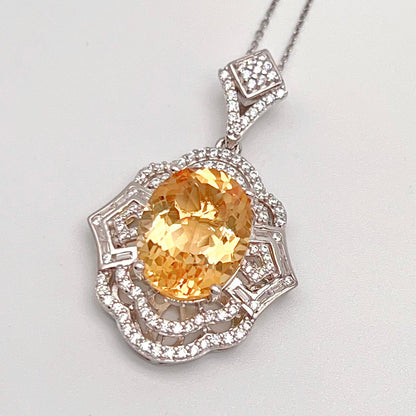 Vintage Oval Citrine Necklace and Ring Matched Set