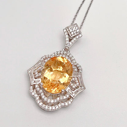 Vintage Oval Citrine Necklace and Ring Matched Set