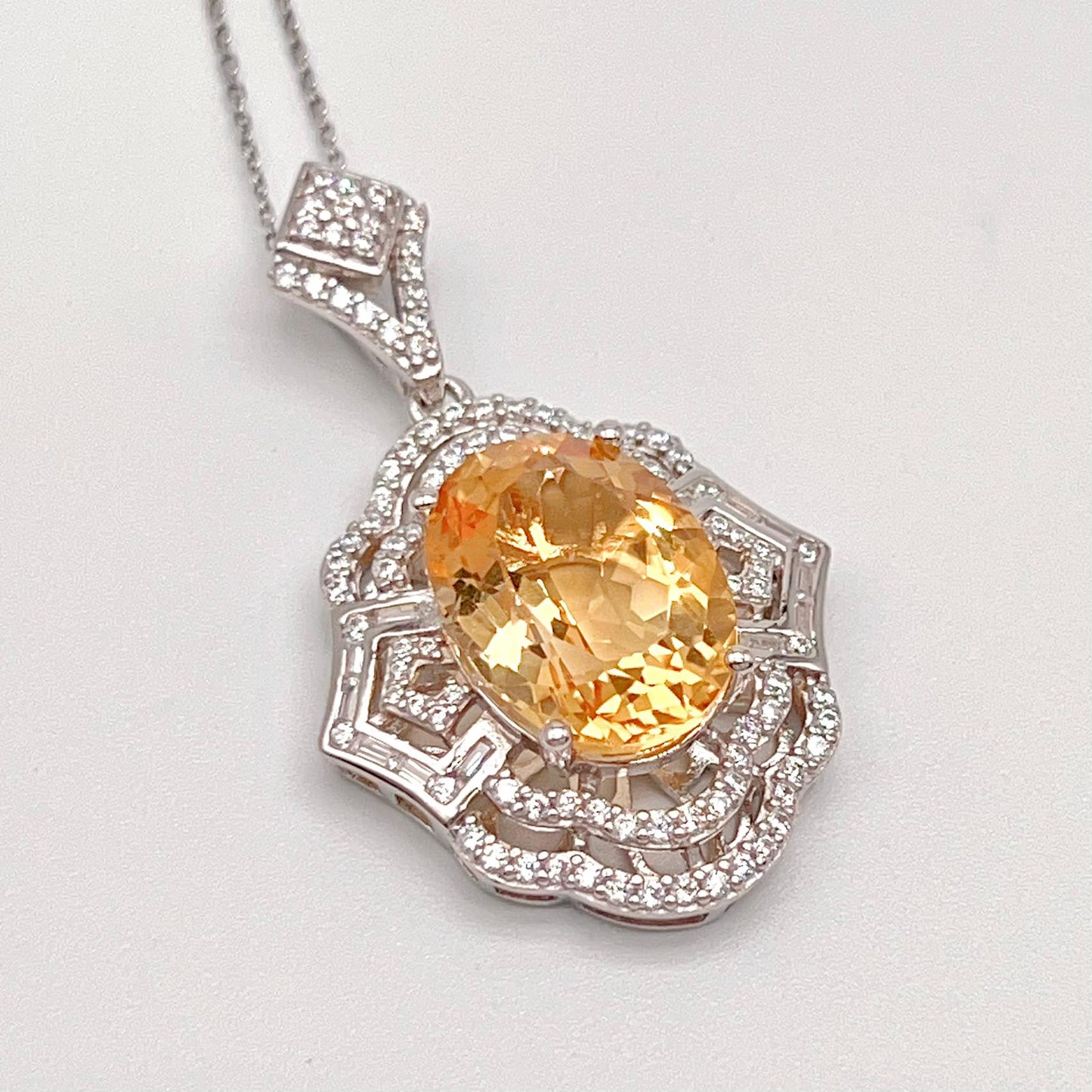 Vintage Oval Citrine Necklace and Ring Matched Set
