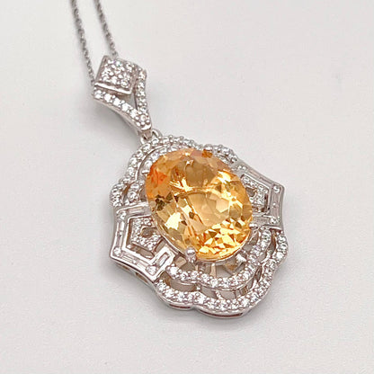 Vintage Oval Citrine Necklace and Ring Matched Set