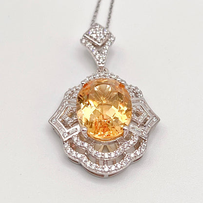 Vintage Oval Citrine Necklace and Ring Matched Set