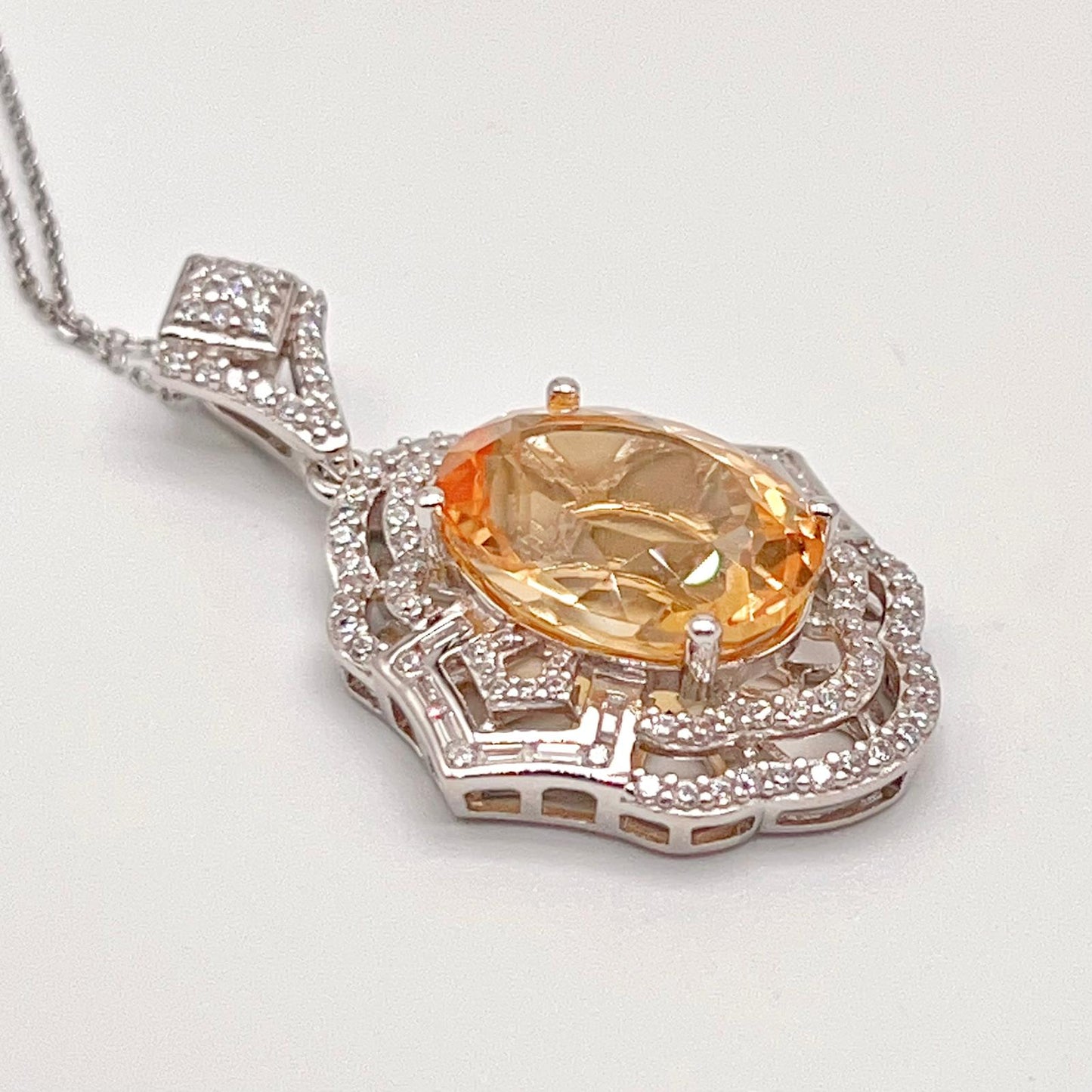 Vintage Oval Citrine Necklace and Ring Matched Set