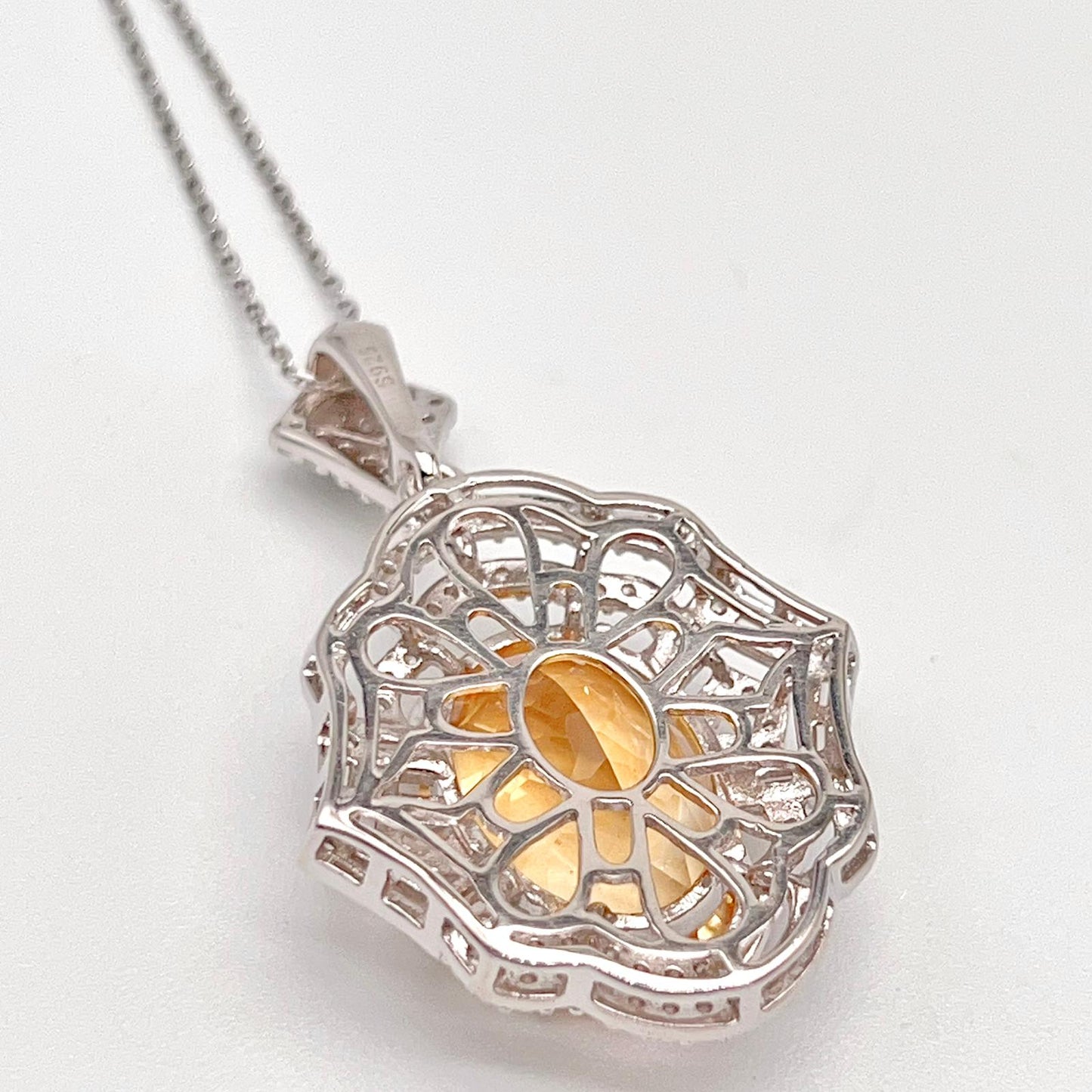 Vintage Oval Citrine Necklace and Ring Matched Set