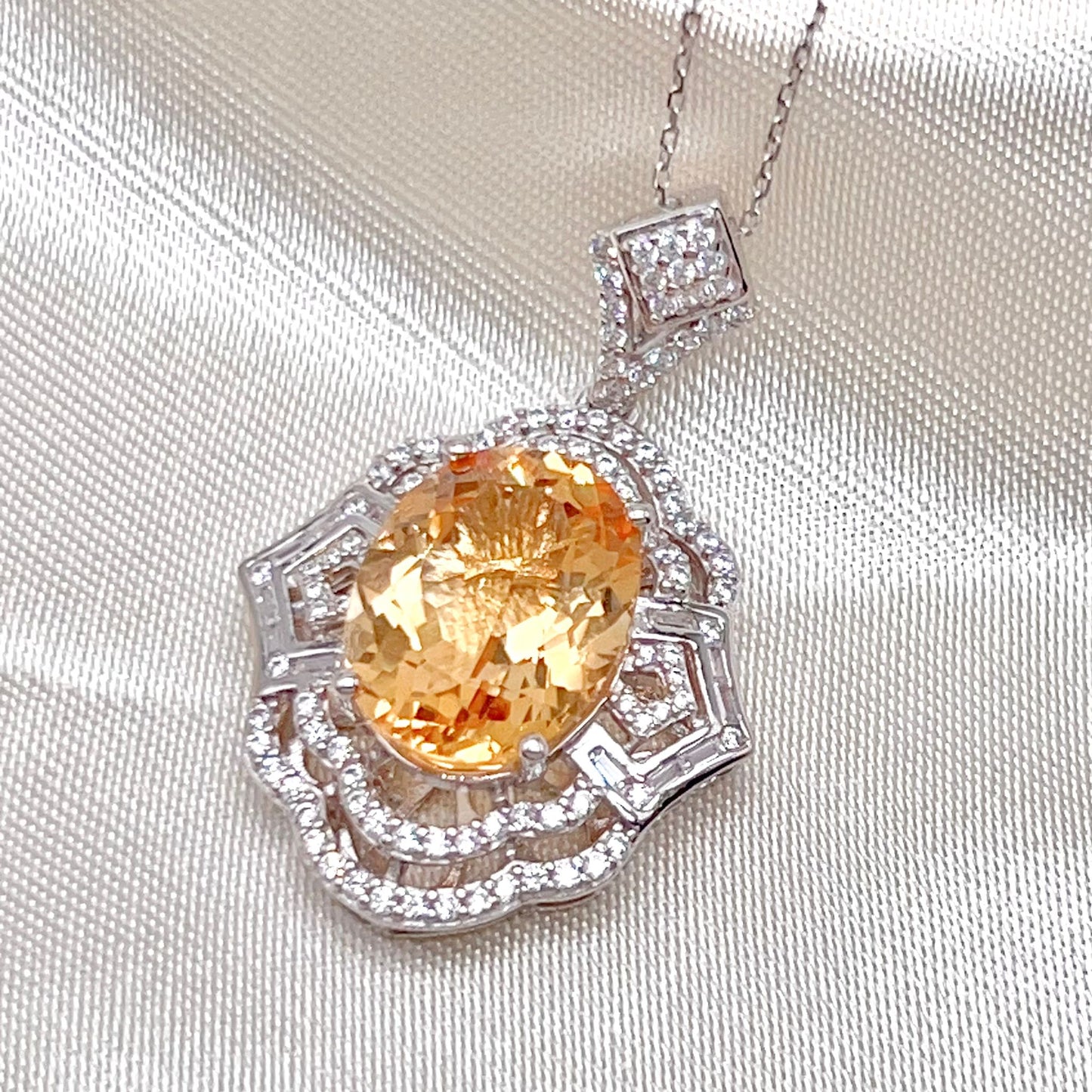 Vintage Oval Citrine Necklace and Ring Matched Set