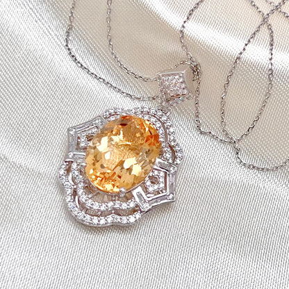 Vintage Oval Citrine Necklace and Ring Matched Set