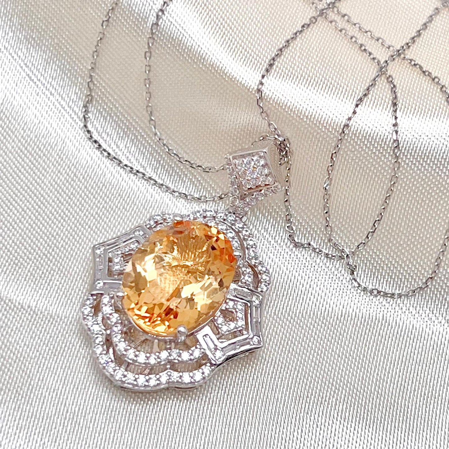 Vintage Oval Citrine Necklace and Ring Matched Set