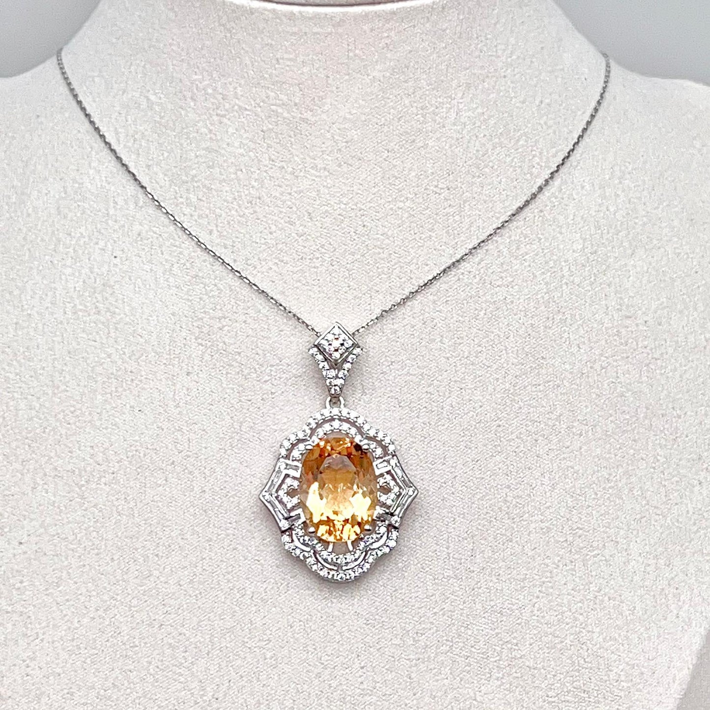Vintage Oval Citrine Necklace and Ring Matched Set